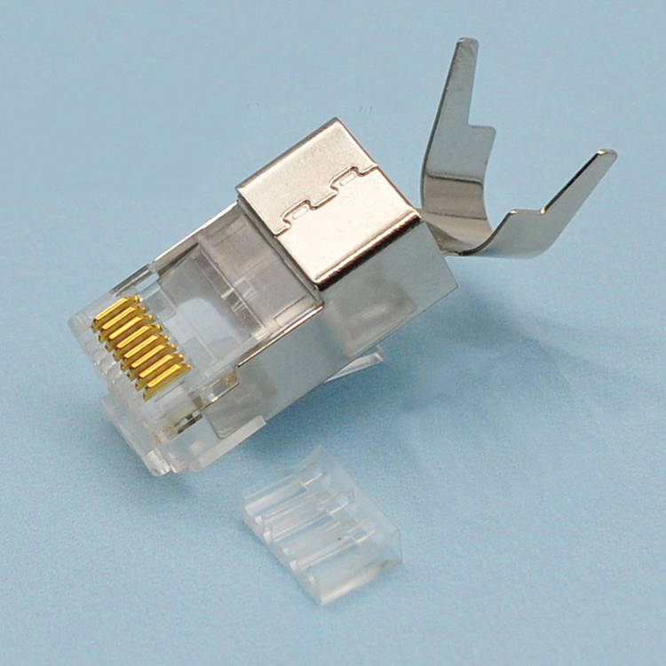 CAT6A 六类水晶头  8P8C 双排6上2下 二件式 燕尾夹屏蔽水晶头