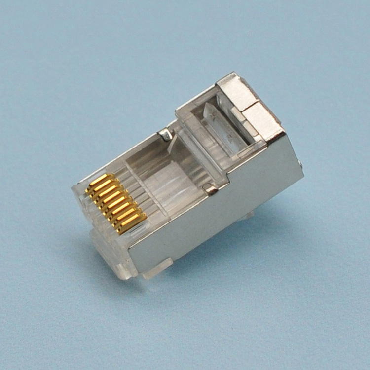 CAT5E 超五类水晶头  8P8C 双排屏蔽水晶头线孔1.0MM